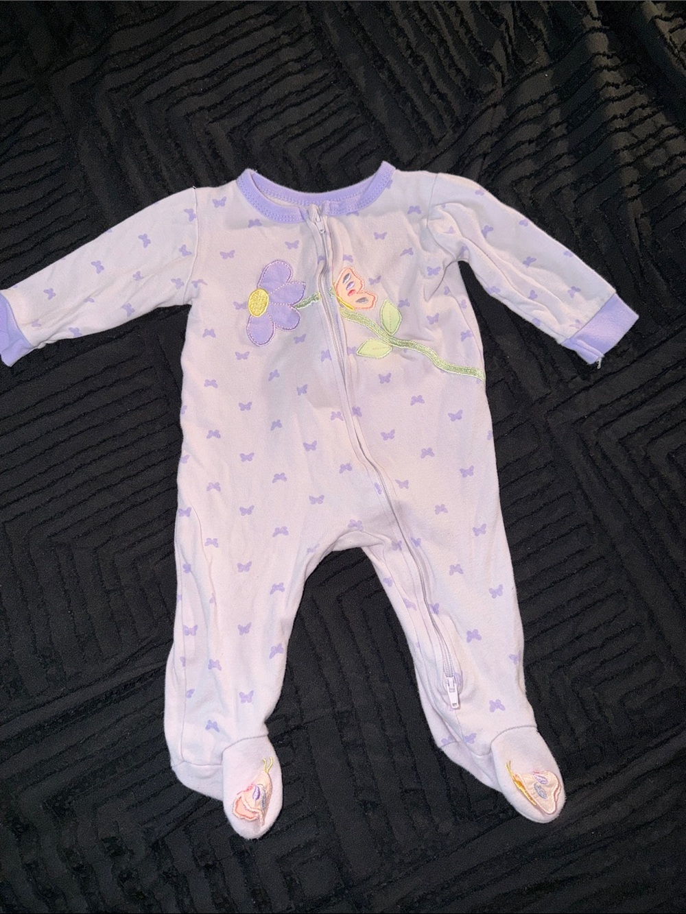 Lavender Floral Zip-Front Baby One-Piece